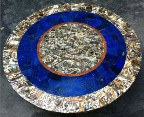 18” art Blue Lapis Dining Coffee Marble Table Top Inlay Malachite Room decor