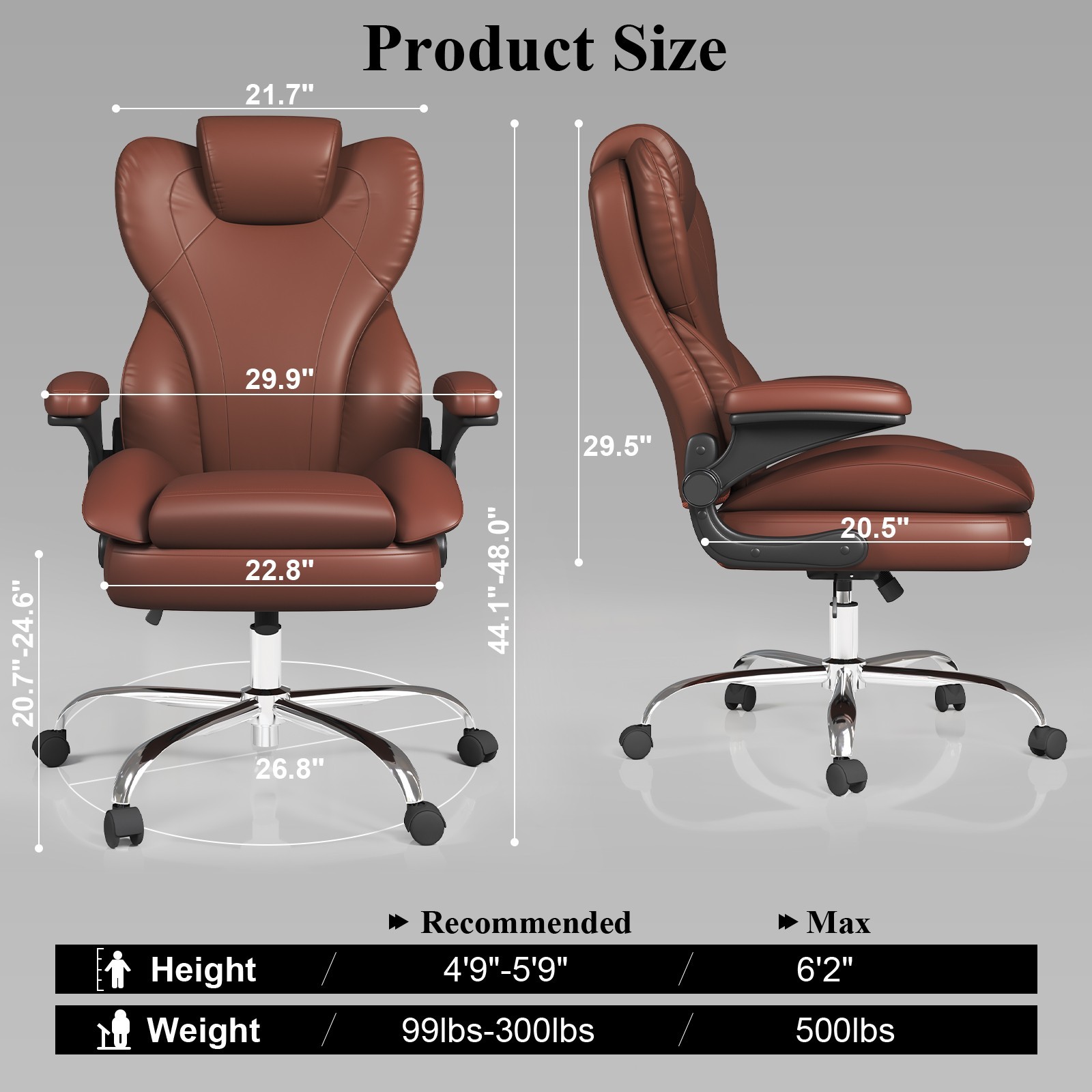 Big and Tall Office Chair Reclining High Back Leather Computer Chair