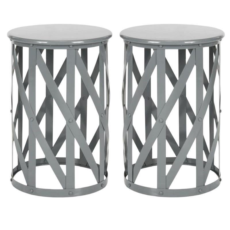 Home Square 20.7″H Bertram Iron Stool in Gray Finish- Set of 2