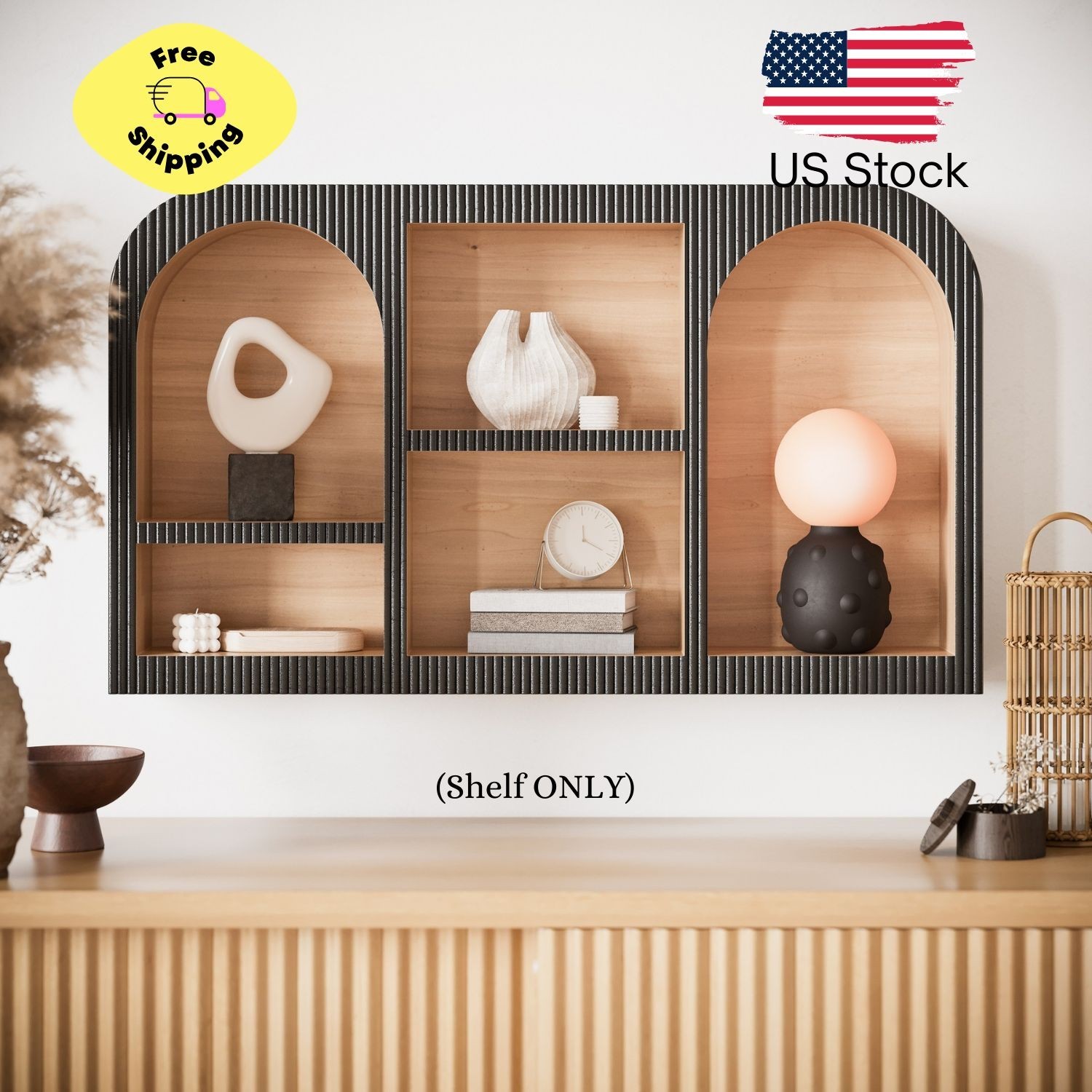 Wooden Wall Mounted Cubby Shelf 30.5″ X 18.25″
