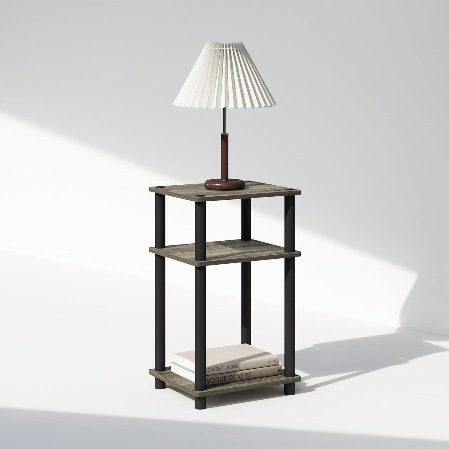 JUST Night Stand, 3-Tier Turn-N-Tube Nightstand, Toolless Bedside Table, End