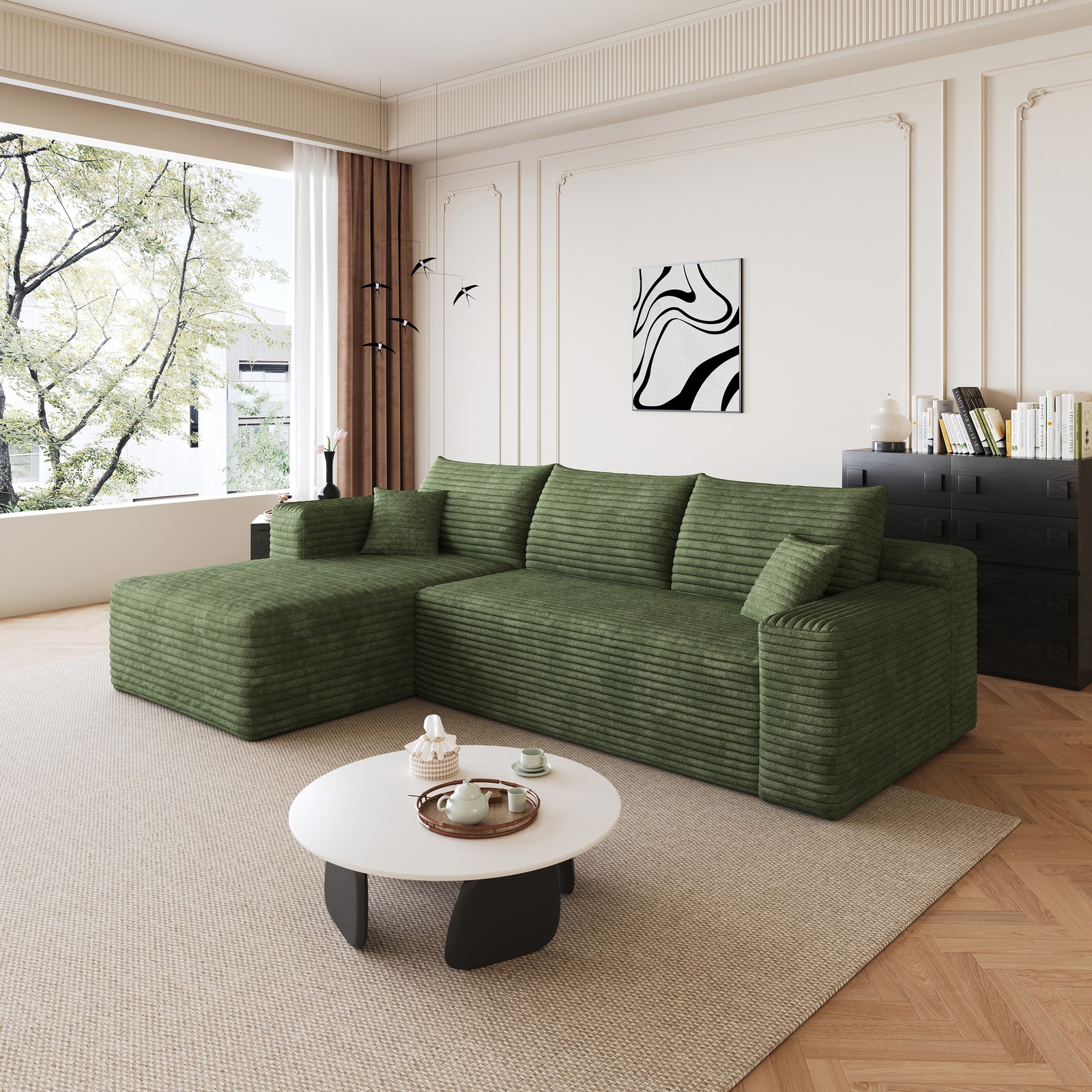 95″ Cloud Sectional Sofa,Modern Minimalist Upholstered Couches, Comfort U Shaped