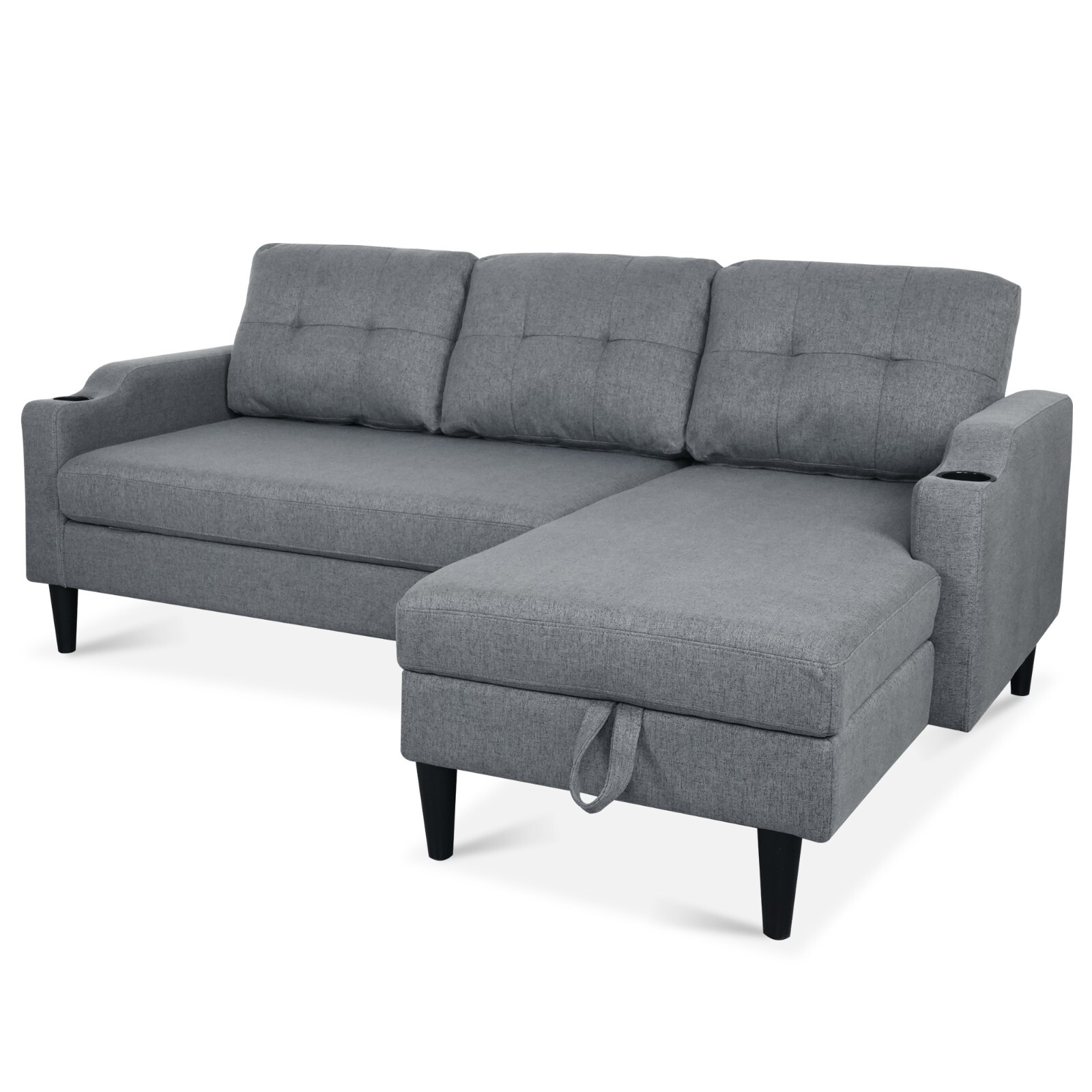 Modern Sectional Sofa Bed Modular Couch with Storage Chaise Lounge Cup Holders