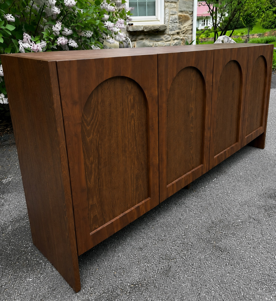 Mid-Century Modern Sculptural 4-Door Sideboard Buffet Credenza Storage Cabinet