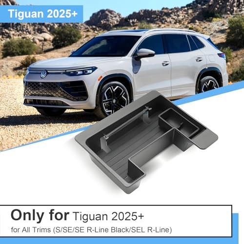 2025 2026 Tiguan Center Console Organizer Front, for VW Tiguan Tiguan-Black
