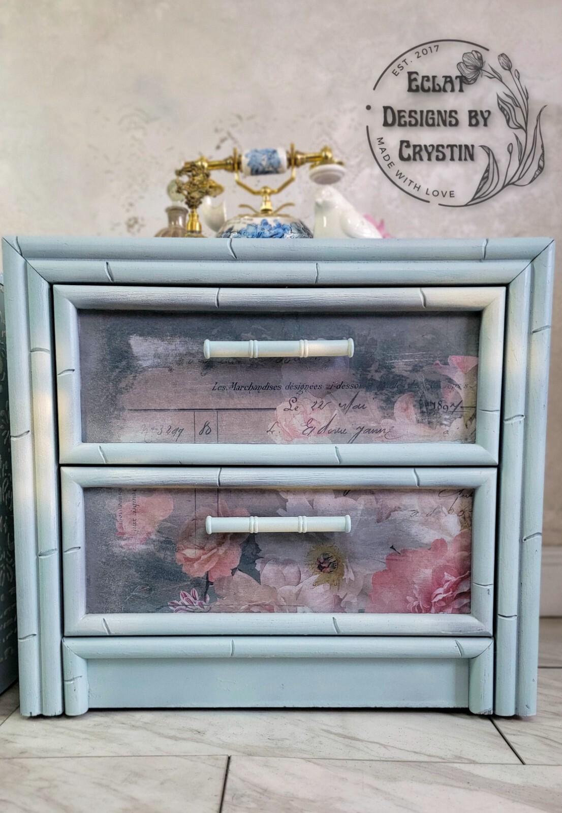 Romantic Blush Bouquet bali nightstands end tables set