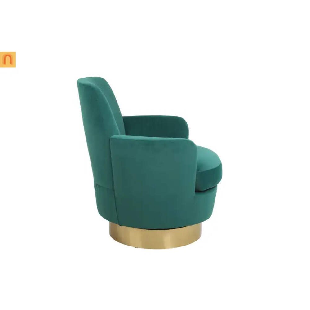 Accent Chair Barrel Swivel Velvet Emerald 360 Degree 300 lb 29in