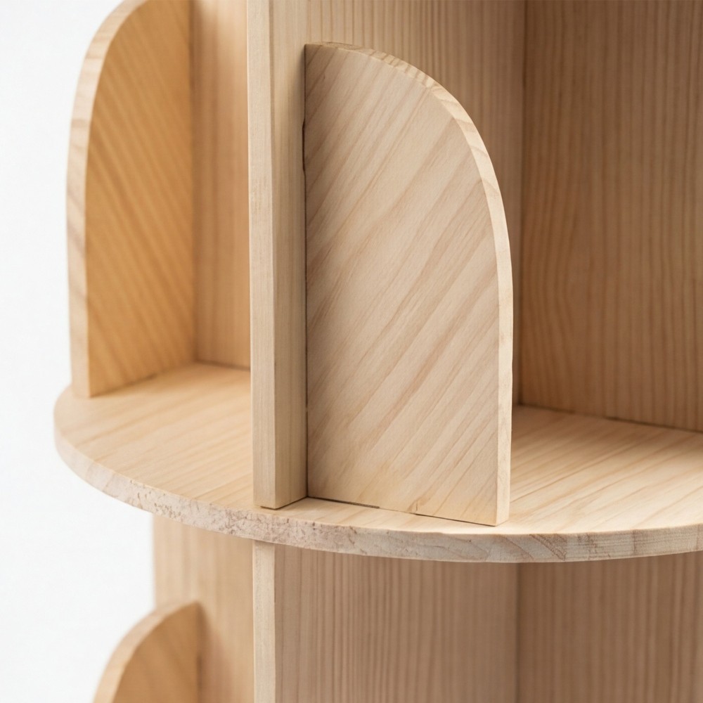 4 Tier Rotating Bookshelf,Round Floor Standing Bookcase w/ 360° Spinning Storage