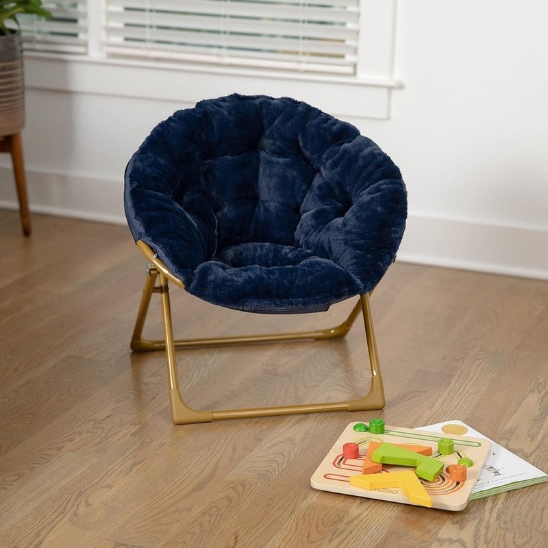 Foldable Steel Frame Chair Space Saving Portable Seating Easy Care Living Room