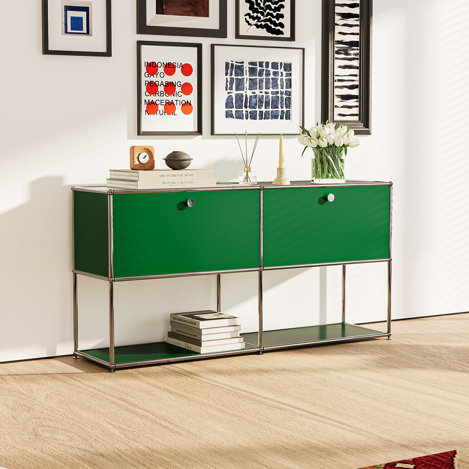 USM Haller Style Modern Storage Cabinet Shelf Free-Standing Sideboard Metal USA