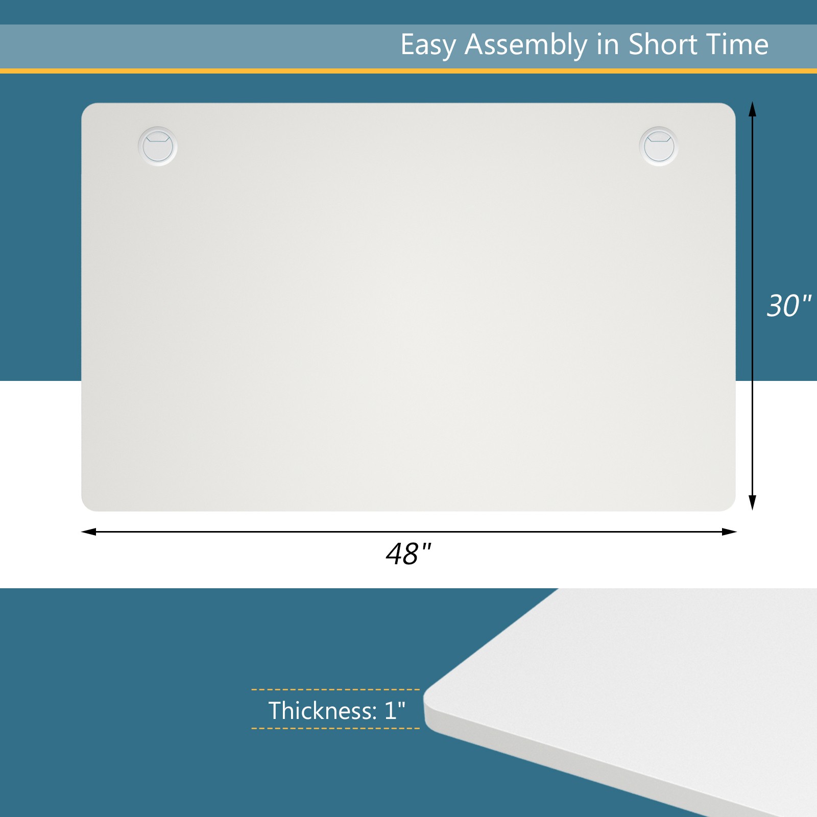 Costway 48″x30″ Universal Tabletop for Standard & Standing Desk Frame White