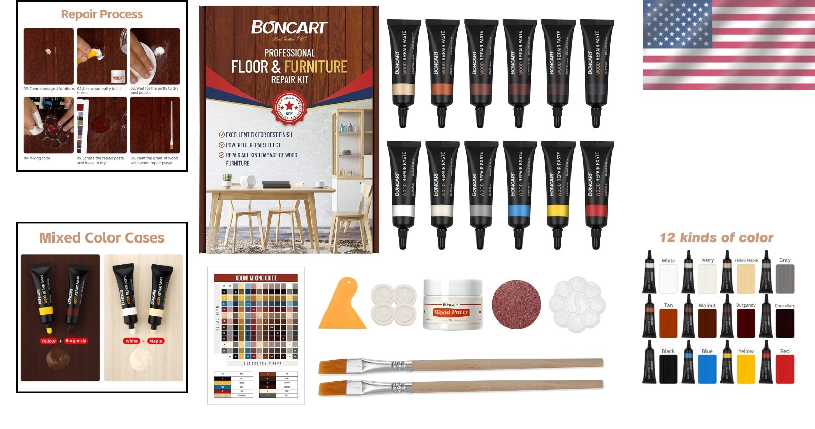 Wood Furniture Repair Kit Wood Filler Scratch Crack Hole Discoloration