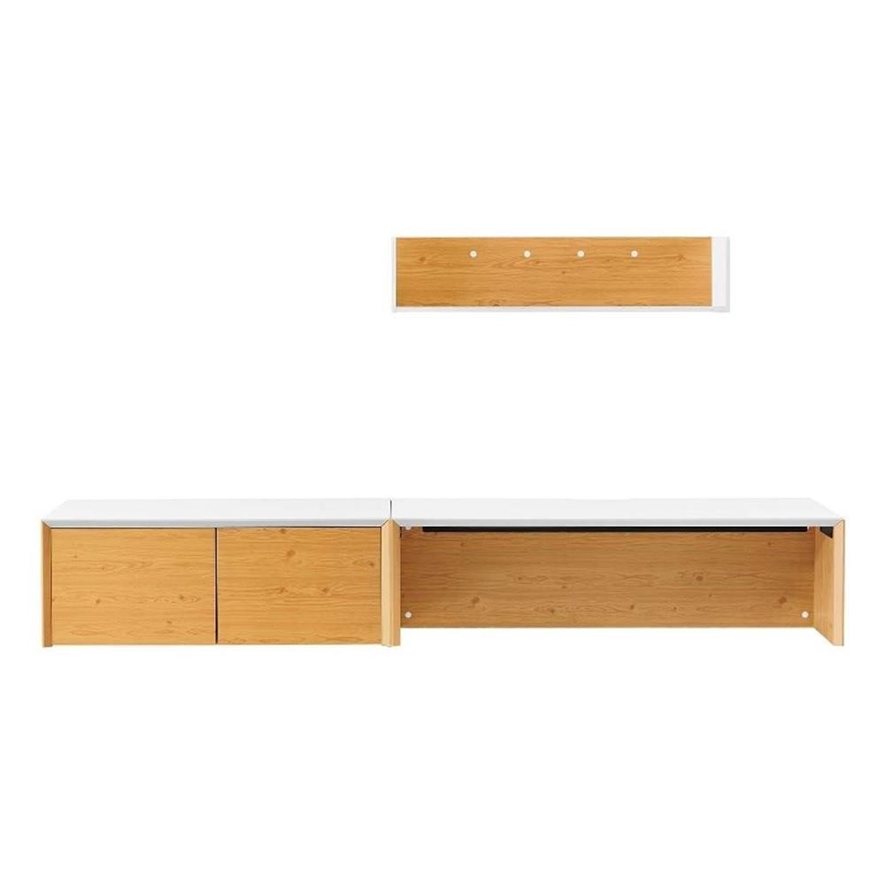 Maklaine 49″ Wall-Mount Office Desk With Cabinet and Shelf in White Natural