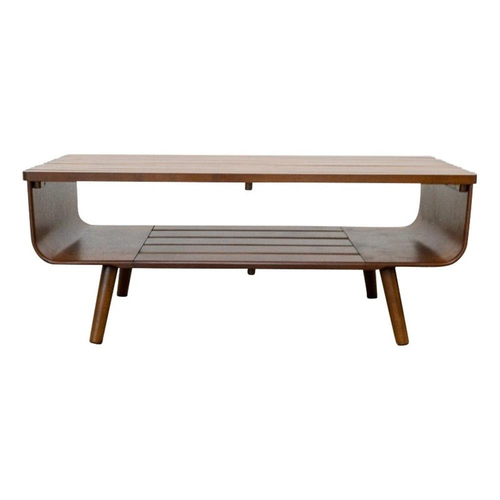 Connor Mid-Century Modern Rectangular Solid Wood Coffee Table in Brown