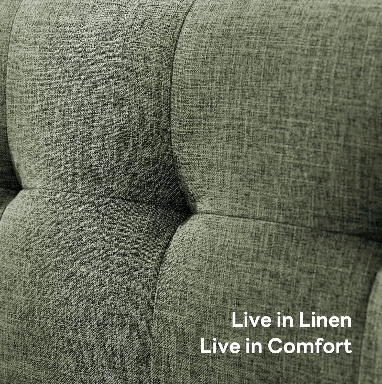 65 W Loveseat Sofa Mid Century Modern Button Tufted Upholstered Couch Green