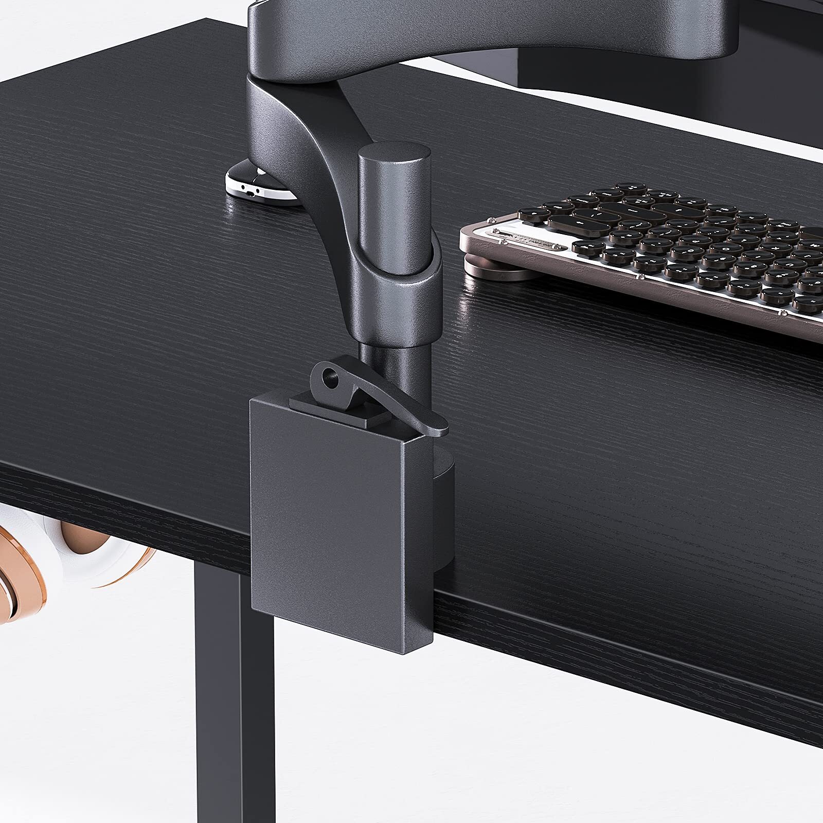Small Desk Black 100×48×74cm Computer Desk Office Desk with Headphones…