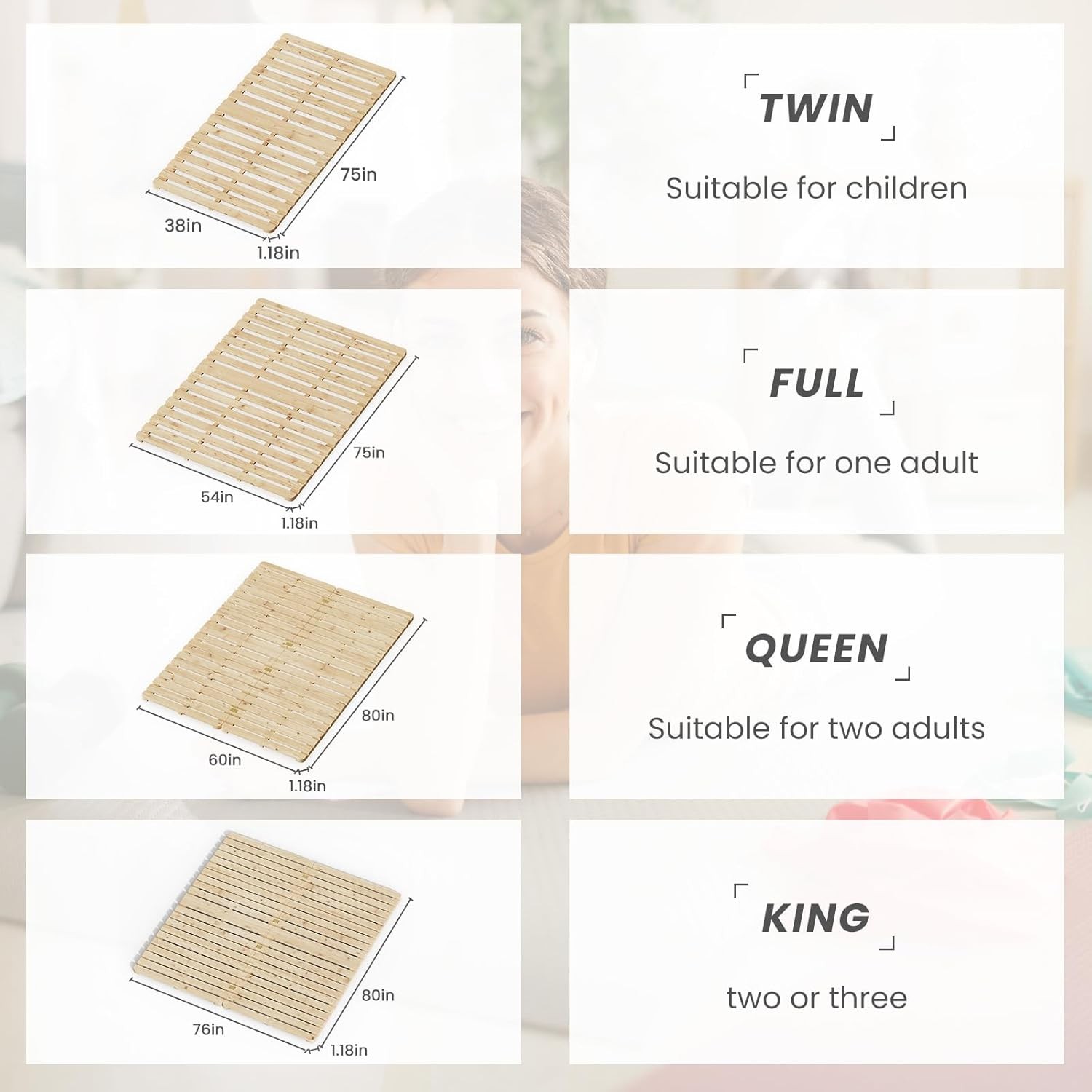 Bed Plate, Guest Tatami Bed Frame,Japanese Tatami Mat, Foldable Wood Slatted