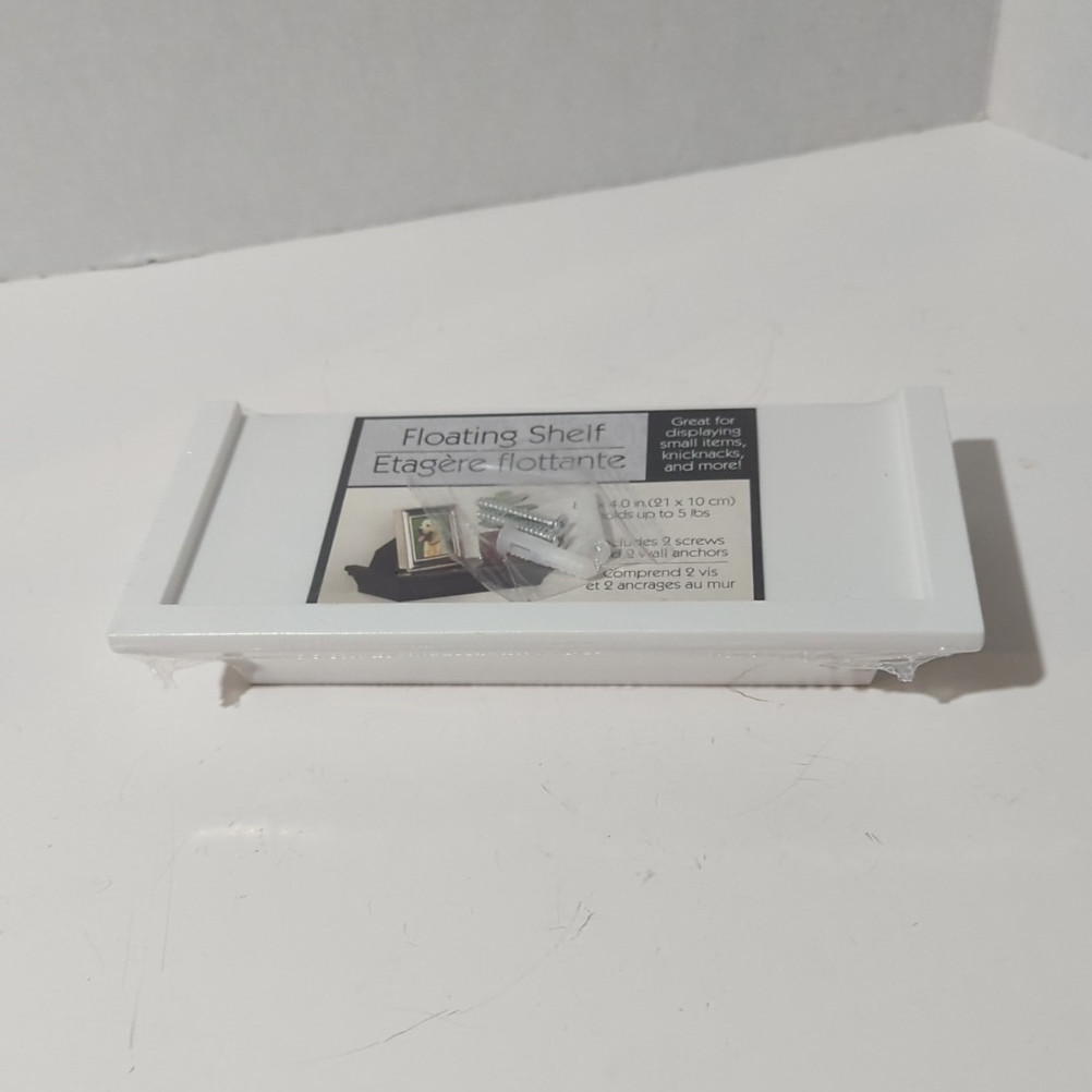 New Small White Floating Shelf PVC Plastic Wall Decor Display Holds Up To 5 lbs