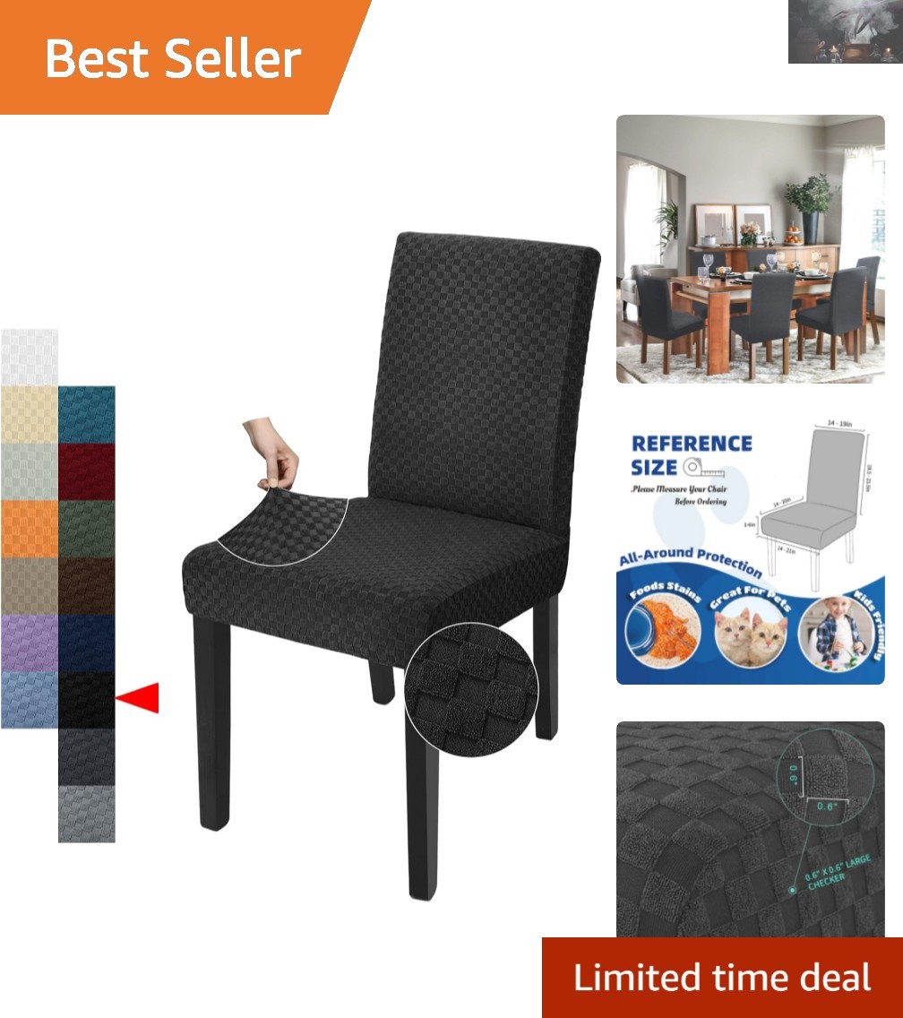 Transform Your Dining Look: 2-Pack Black Checkered Chair Covers for All Styles