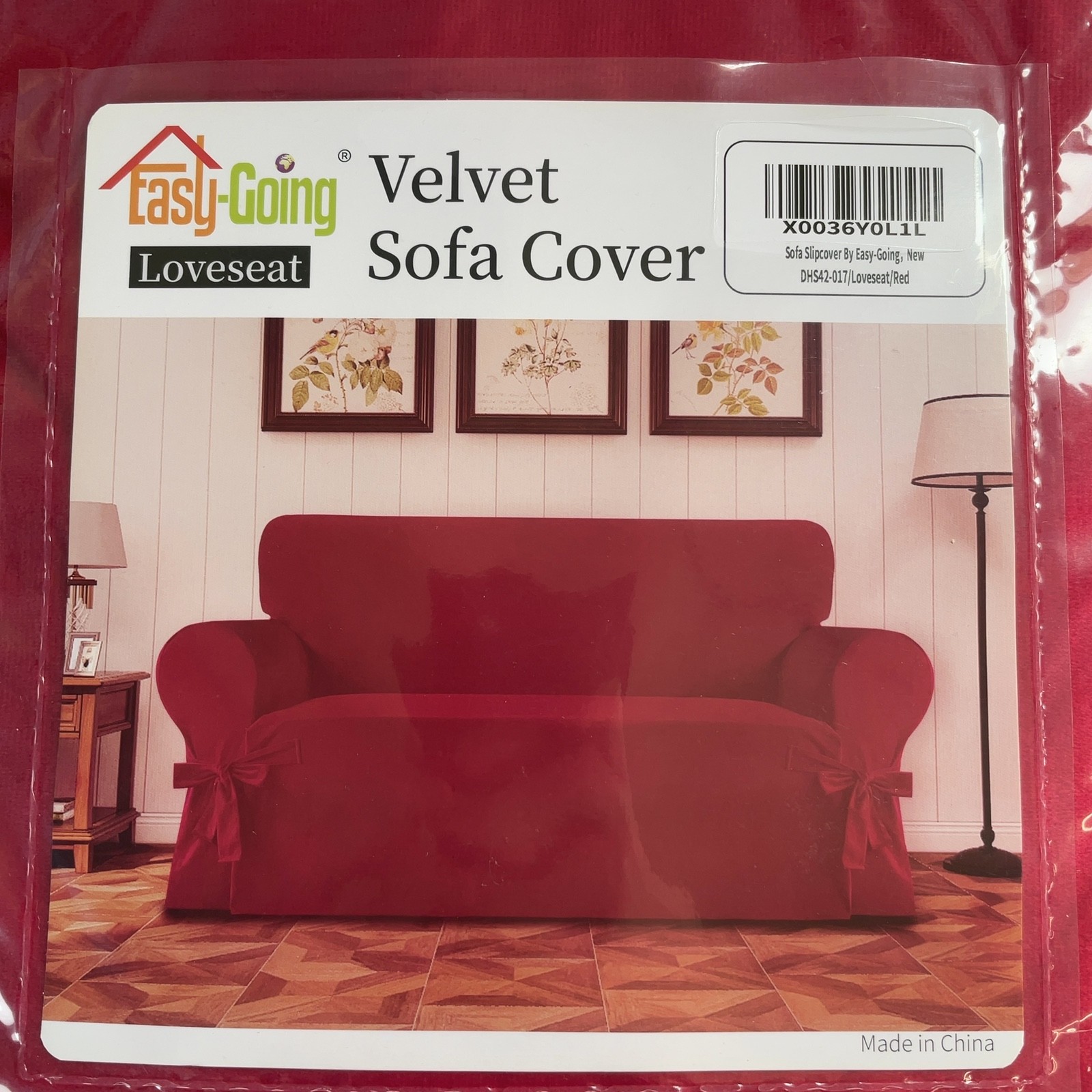 Easy-Going Red Velvet Loveseat Sofa Cover (2 Seat)