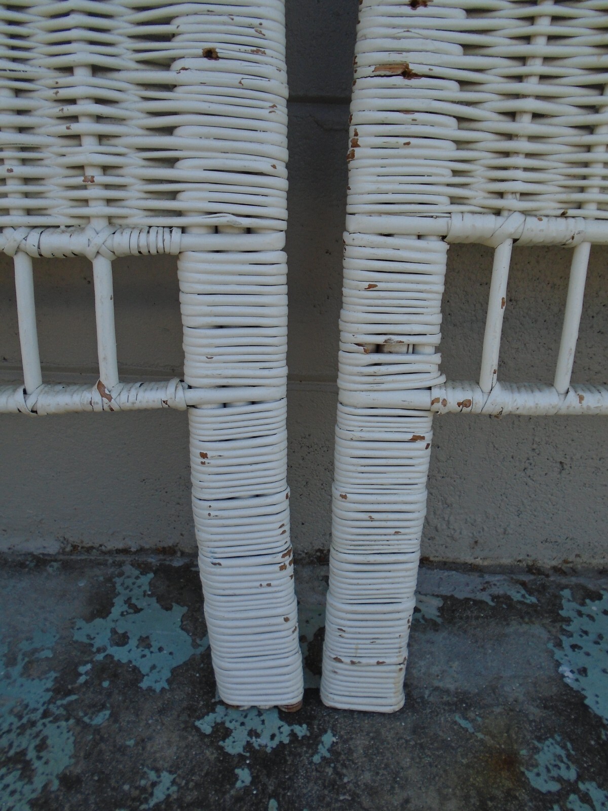 Pair Thick Wicker Twin size headboards 2 Regency Rattan Bamboo Mid century MCM