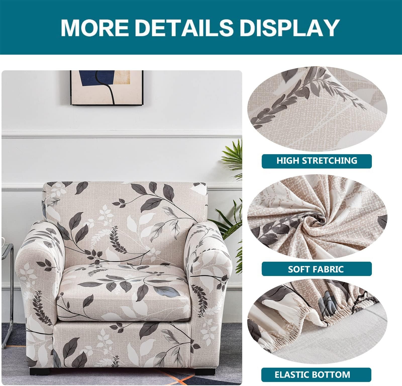 KRFOONN 2 Piece Chair Covers Printed Sofa Covers Couch Covers Washable Armcha…