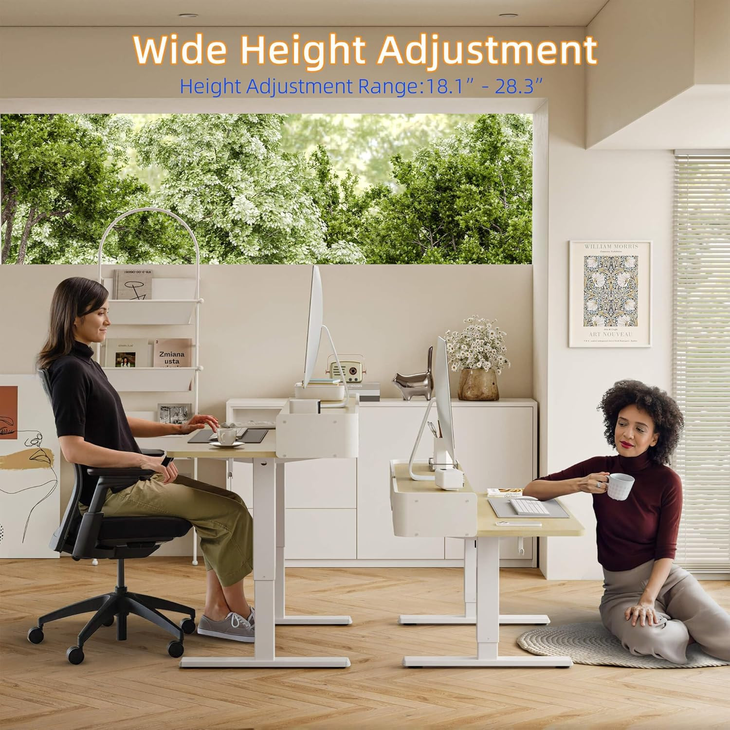 Low Height Adjustable Desk with Drawers, Lifts 18.1-28.3 Inches, Electric Standi
