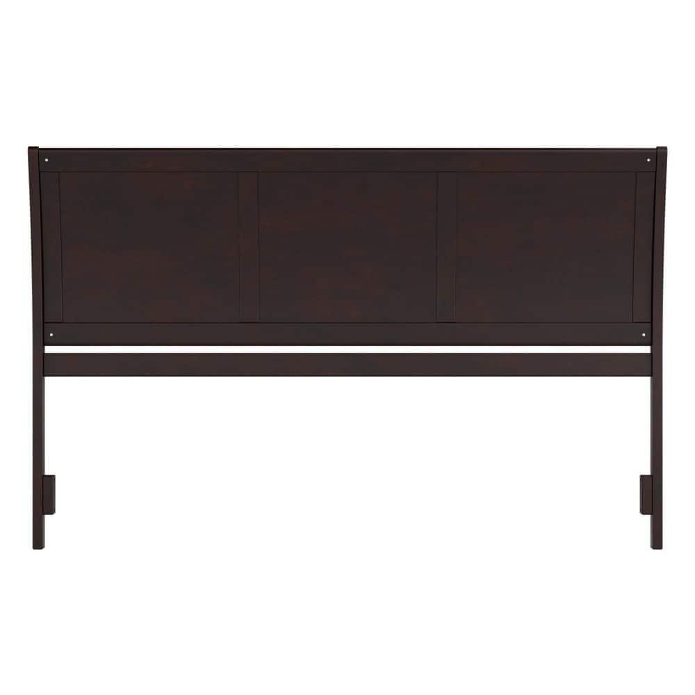 AFI Portland Brown King Sleigh Solid Wood Panel Headboard w/ Attachable Charger