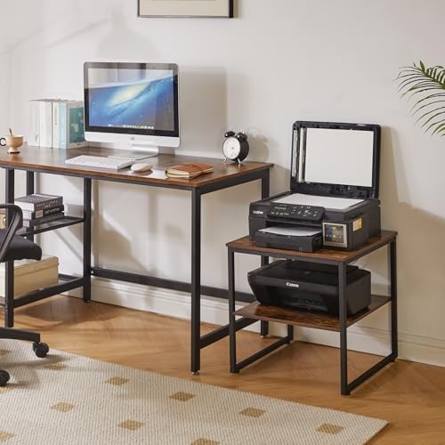 Small Table Stand 20 Inch, Rustic Brown Without Drawers and Charging Station