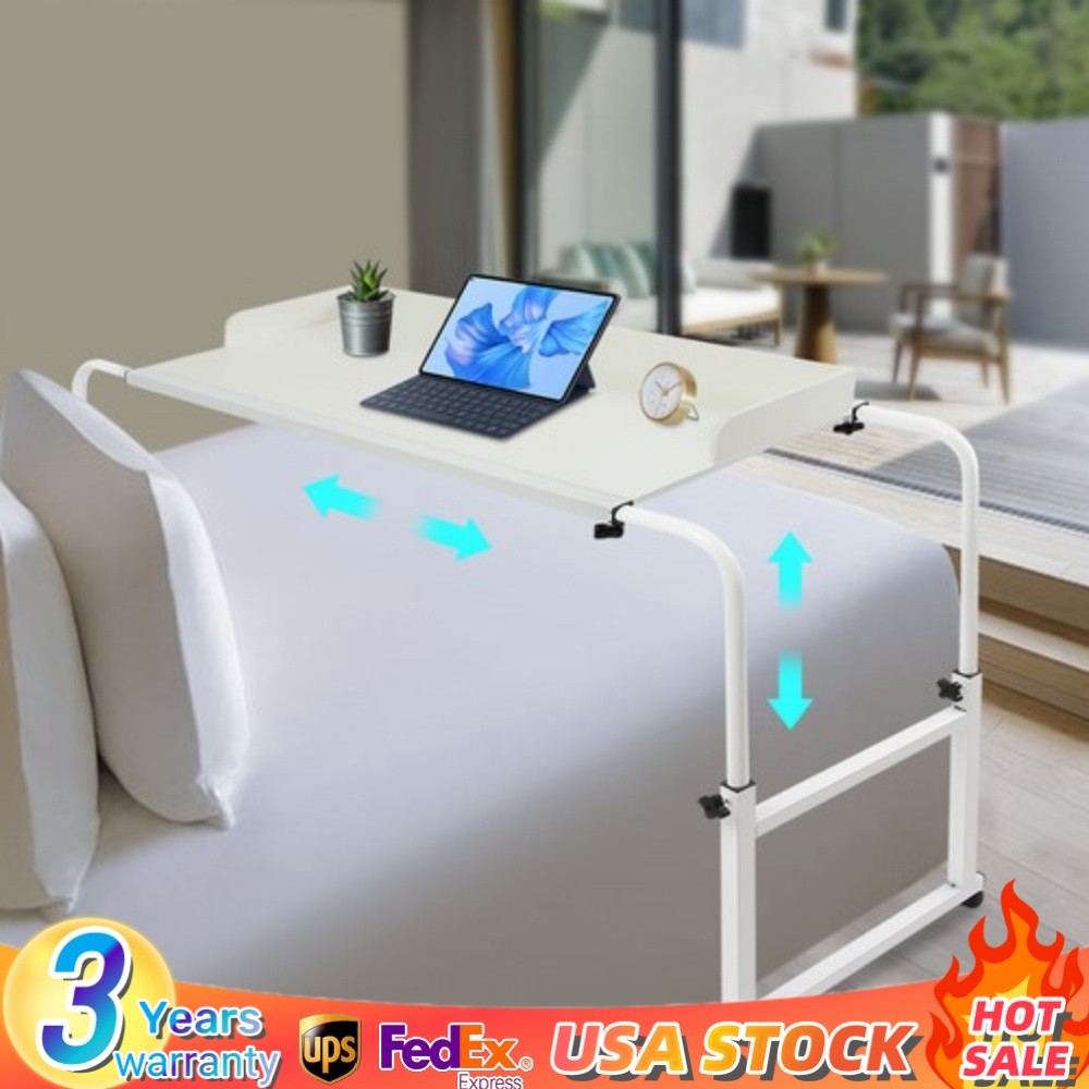 Overbed Table w/ Wheels Over Bed Desk Working Desk 65-95cm Height Adjustable