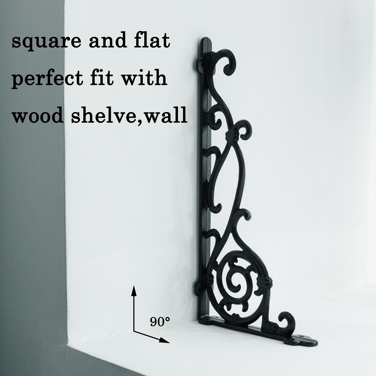2 PCS 15.5 Inch Decorative Shelf Brackets Cast Iron Antique Black Corbel