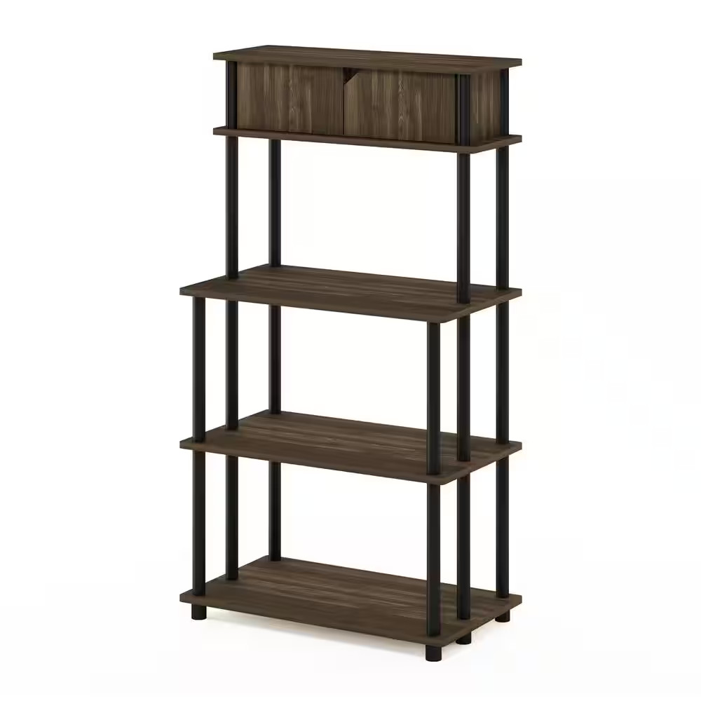 Turn-N-Tube Columbia Walnut/Black Storage Shelf with Top Cabinet