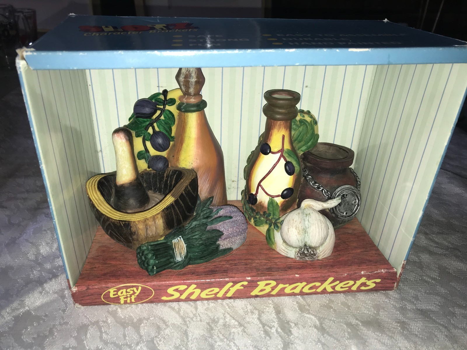 NOS Rare SLOTZ 3D Character SHELF Brackets ITALIAN Rustic COUNTRY Food KITCHEN