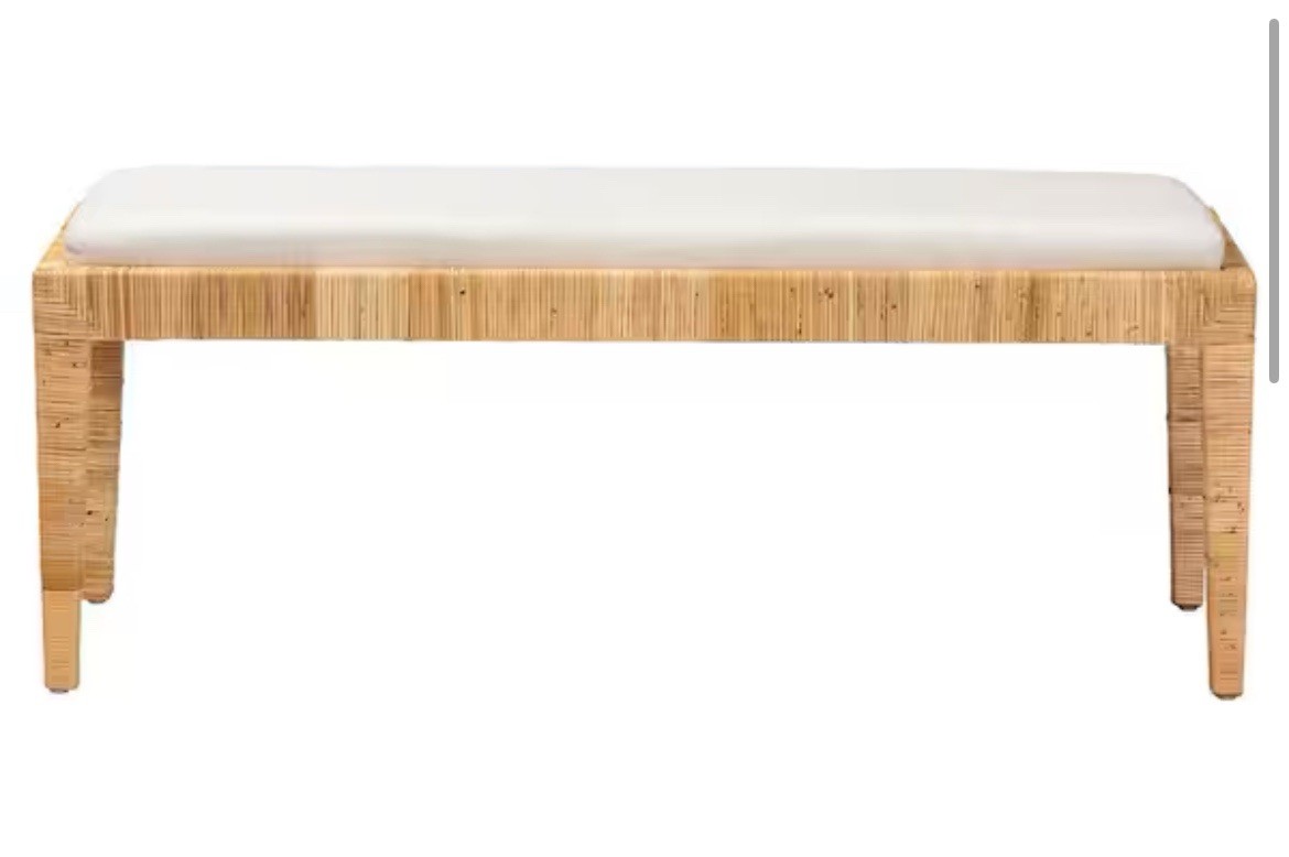Sofia Natural Rattan Bench (20.1 in. H x 48 in. W x 15.7 in. D)