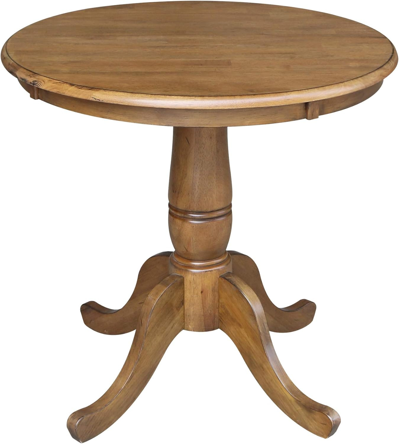 Pecan Round Top Pedestal Table – 30″ Stylish Design for Any Space