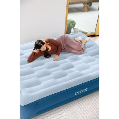 Intex Mid Rise Hexbeam 14″ Electric Pump Queen Air Mattress – Dark