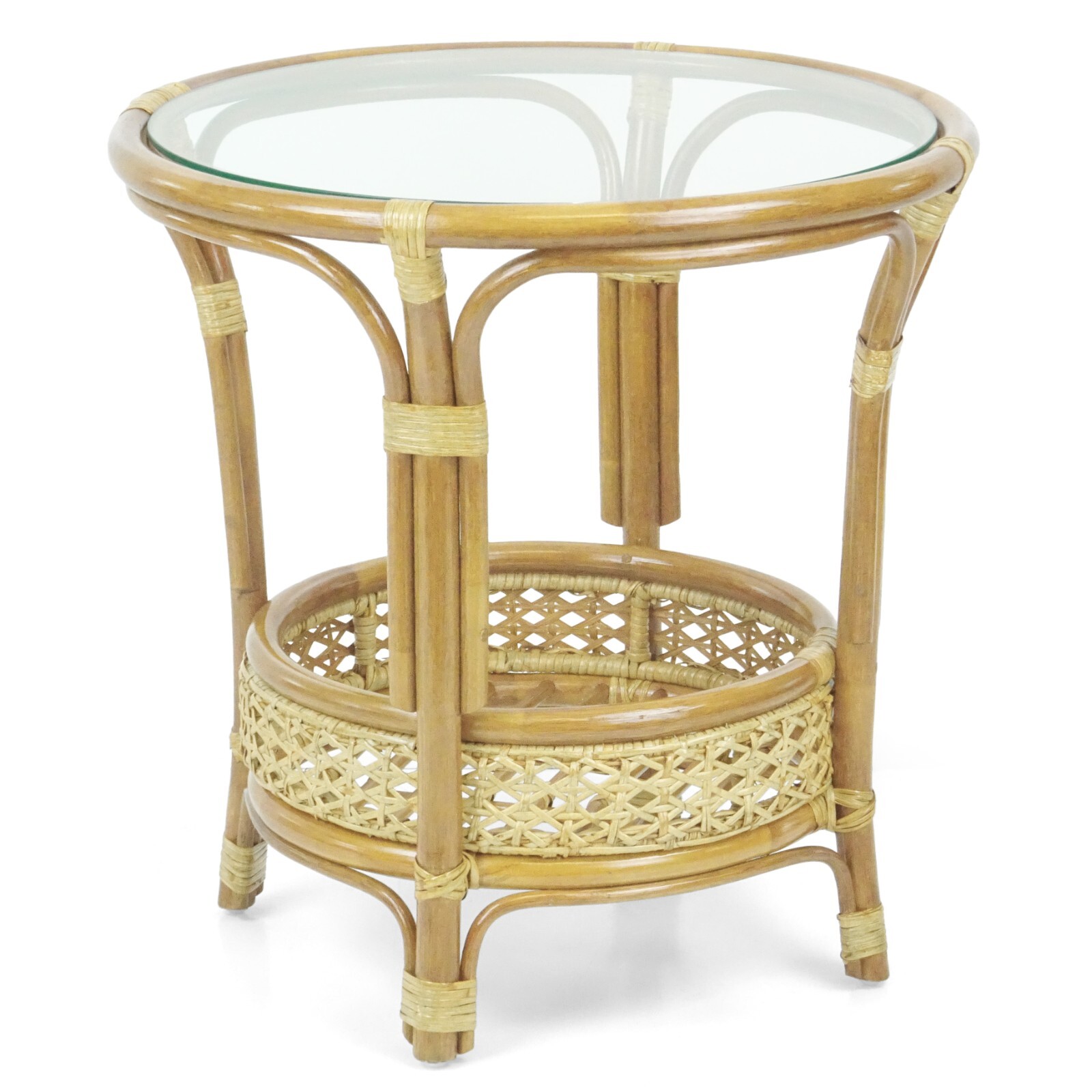 Pelangi Coffee Table with Glass Top Natural Wicker Rattan, Natural Color