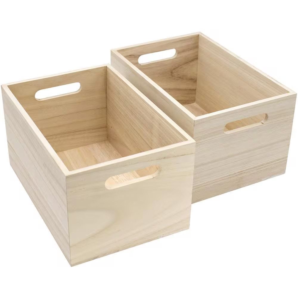 Unfinished Wood Crates, Brown 11.25 In. X 6 In. Wood Decorative Baskets (Set of