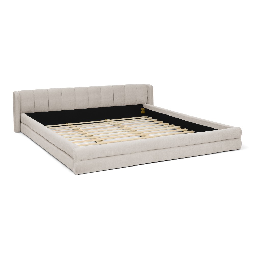 King Size Upholstered Bed Frame with Thick Fabric comfortable upholstered
