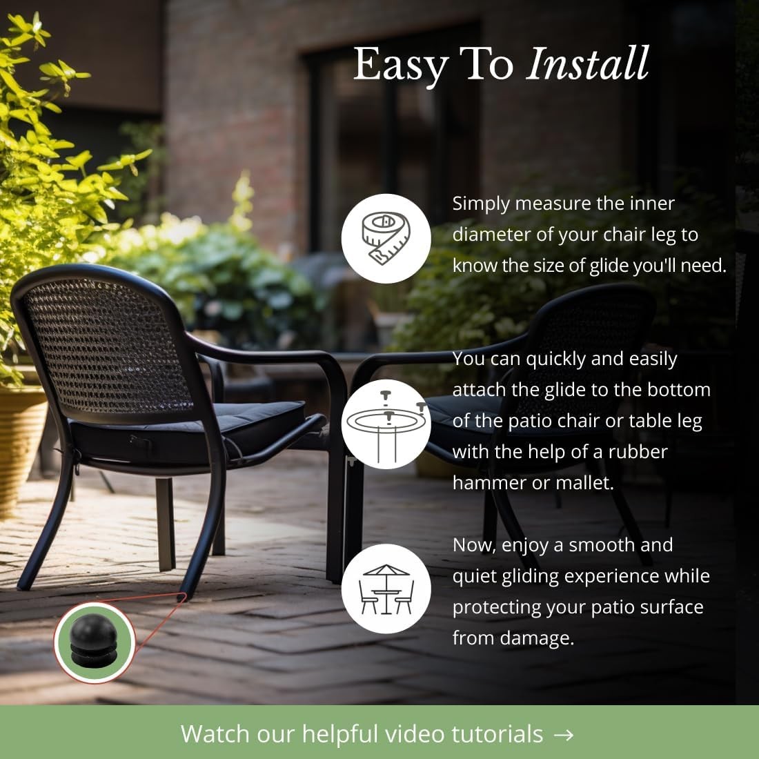 7/8 Round Chair Leg Feet Glide, Protect Your Indoor and Outdoor Furniture, Furni