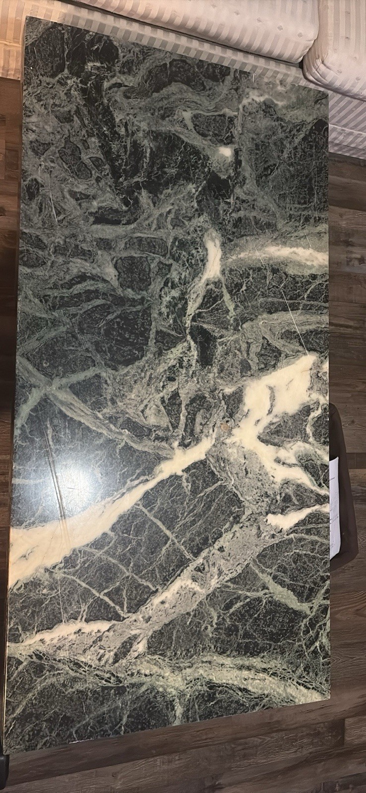 Green White Polished Stone Rectangular Coffee Table Abstract Print