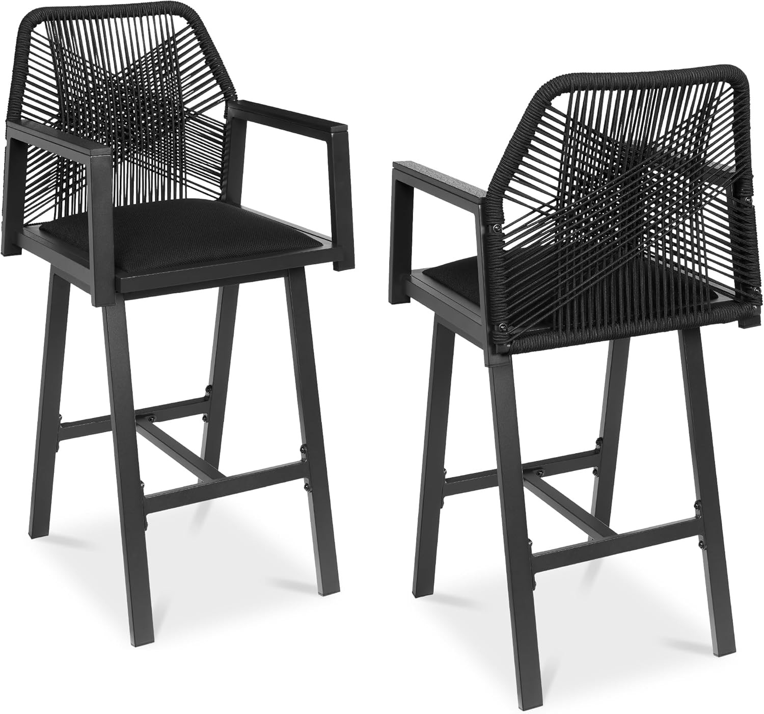 Stylish 360° Swivel Outdoor Bar Stools Set of 2 – All-Weather Design