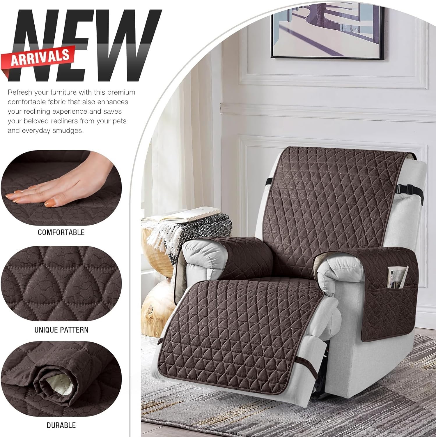 Chic Microfiber Recliner Cover – 100% Waterproof with Anti-Slip Design 22”