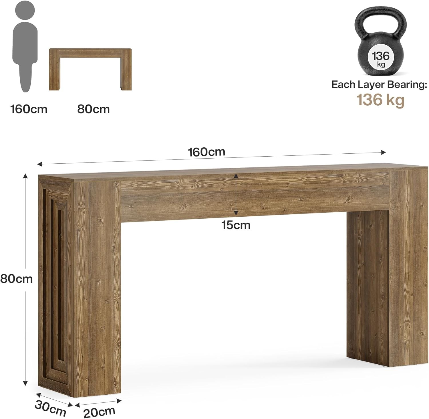 63-Inch Extra Long Console Table Farmhouse Narrow Sofa Table Living Room,Hallway