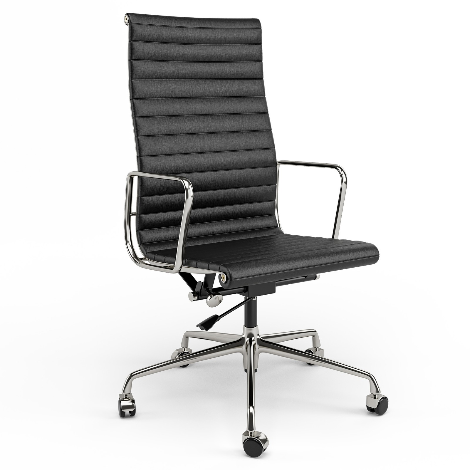 Used Genuine Leather Tall Ribbed Executive Office Chair Leather Swivel High Back