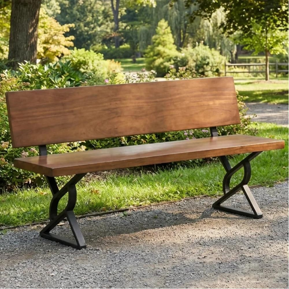 16″ Bench Legs with Backrest Bracket, Heavy Duty Metal, Set of 2 | Carbon Steel,