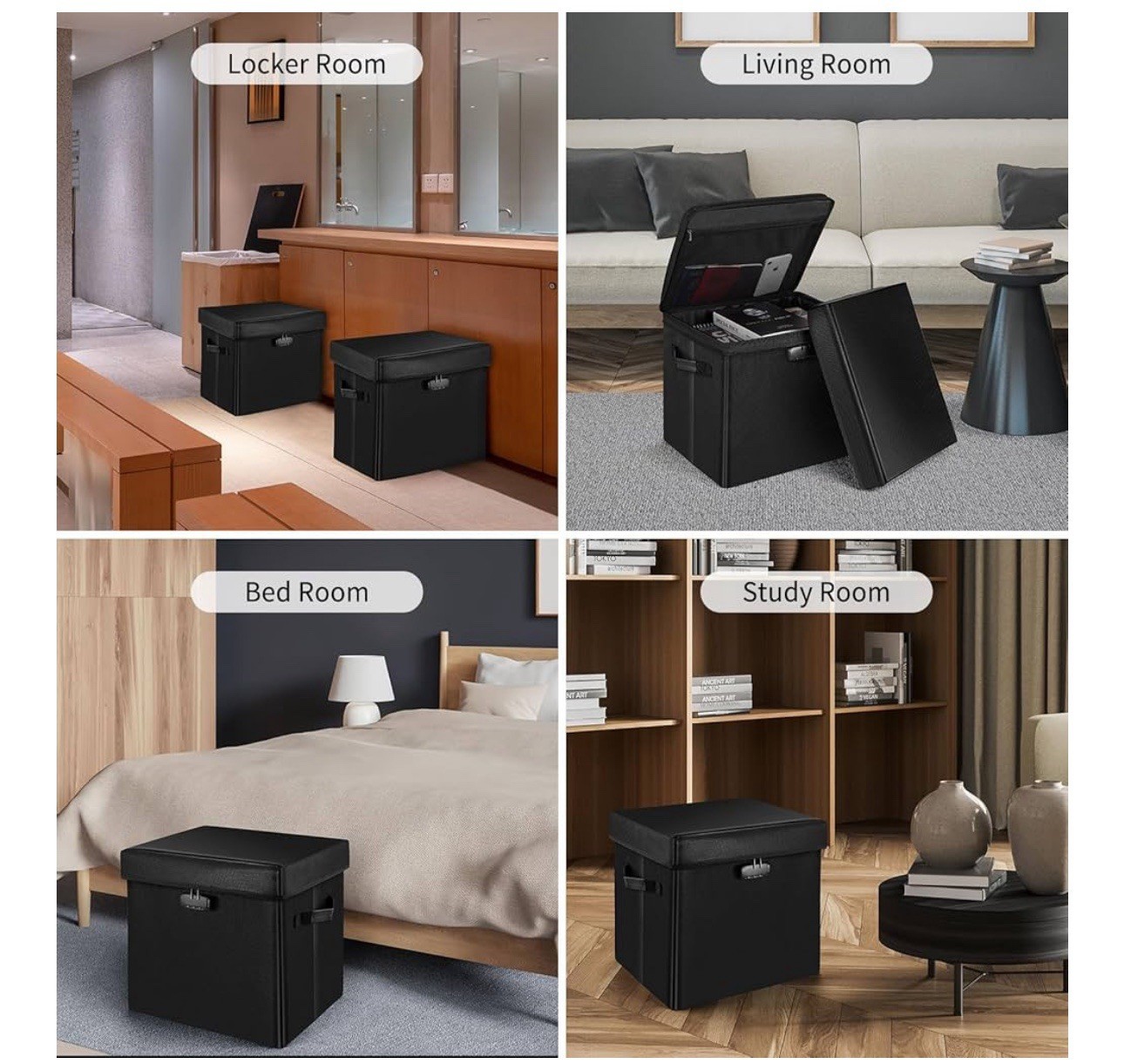 Storage Ottoman with Lock, Fireproof Document Box File Organizer (1361)