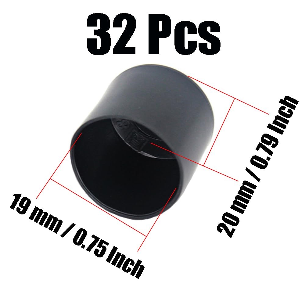 32Pcs round Rubber Chair Leg Tips Caps, 3/4 Inch (19Mm) Chair Table Leg Covers F