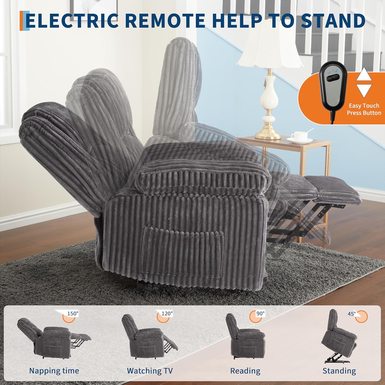 Power Lift Recliner Chair w/ Heat & Massage, Electric Stand Up Recliner 400LB