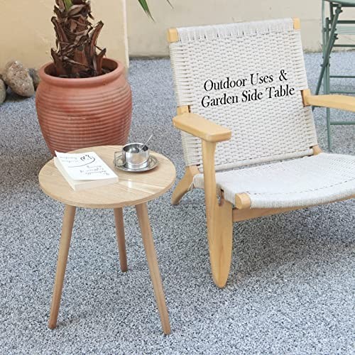 Round Side Table 15.7 Inch MDF Solid Wood Accent Nightstand for Living Room